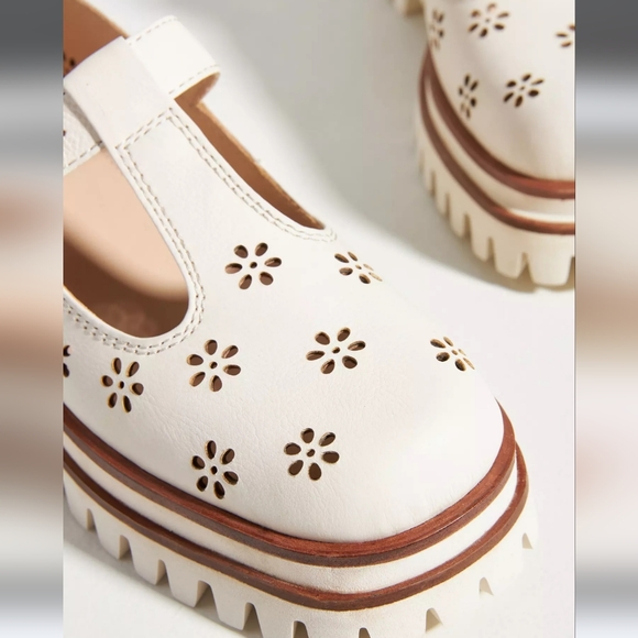 Anthro Elvio Zanon Platform Mary Jane Loafers Floral Cut Out - Picture 5 of 16